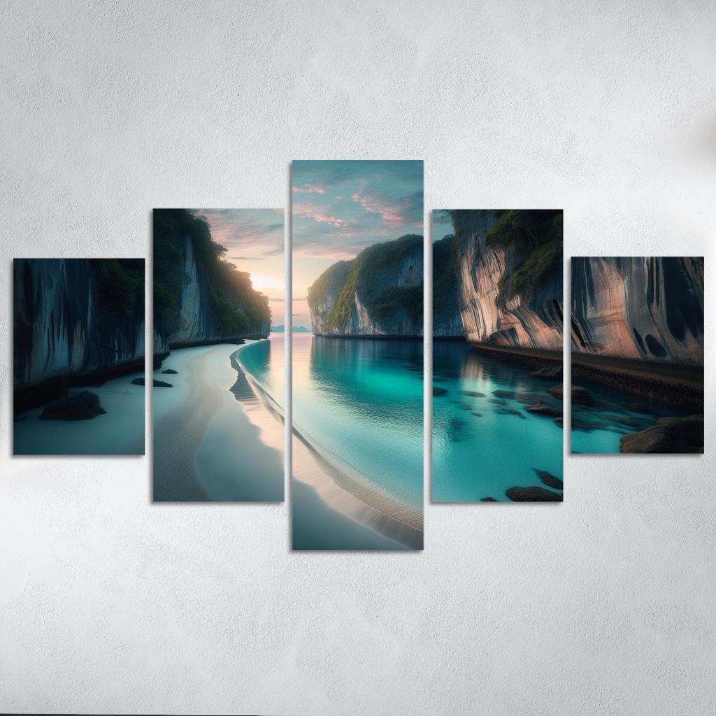 Silver Beach Escape Modern Paintings Frame