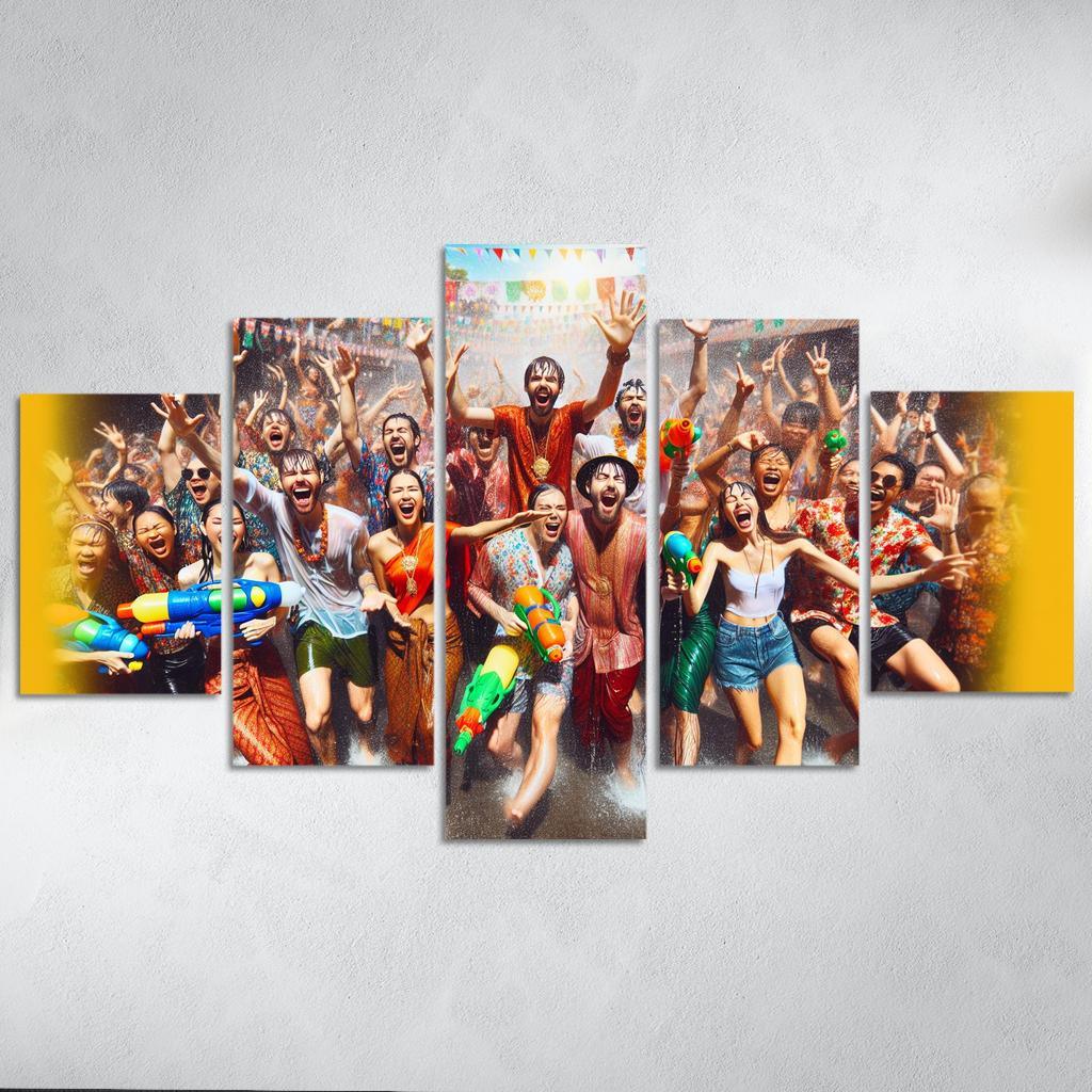 Songkran Festival Canvas Paintings Frame