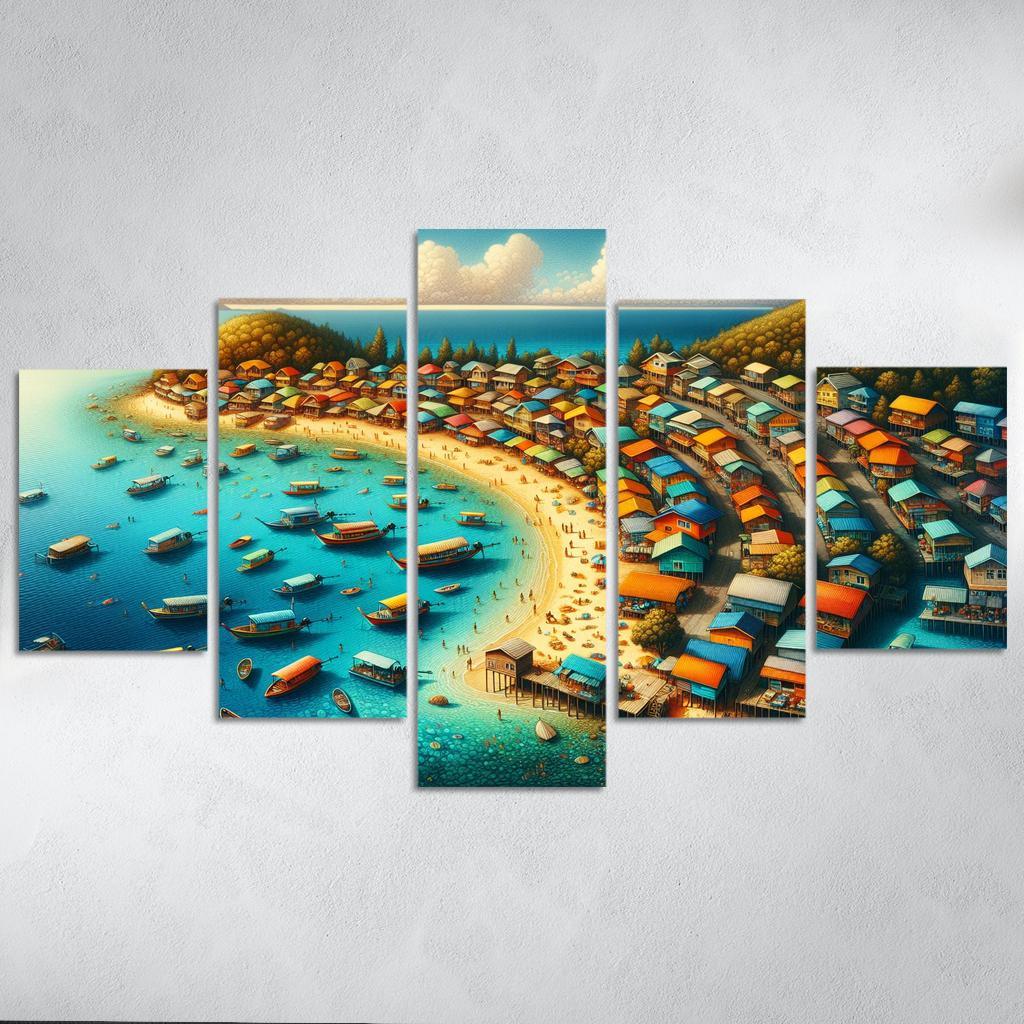Rainbow Reef Beach Modern Paintings Frame