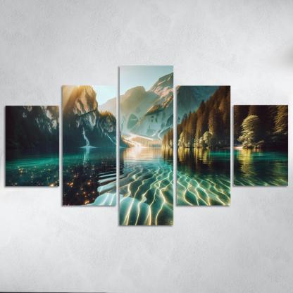 The Shimmering Surface Of Crystal Lake Custom Paintings Frame