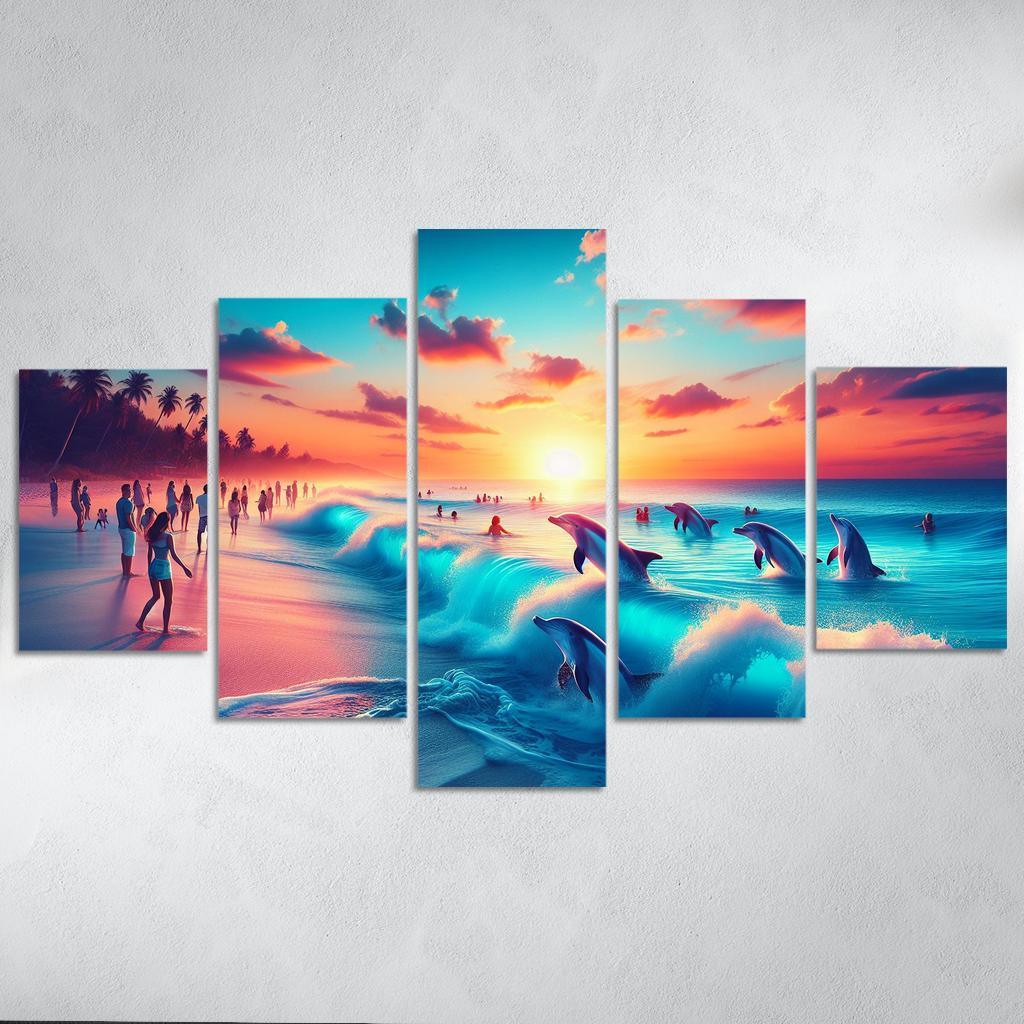 Cerulean Bliss Sunset And Wildlife Watching Premium Artwork Frames