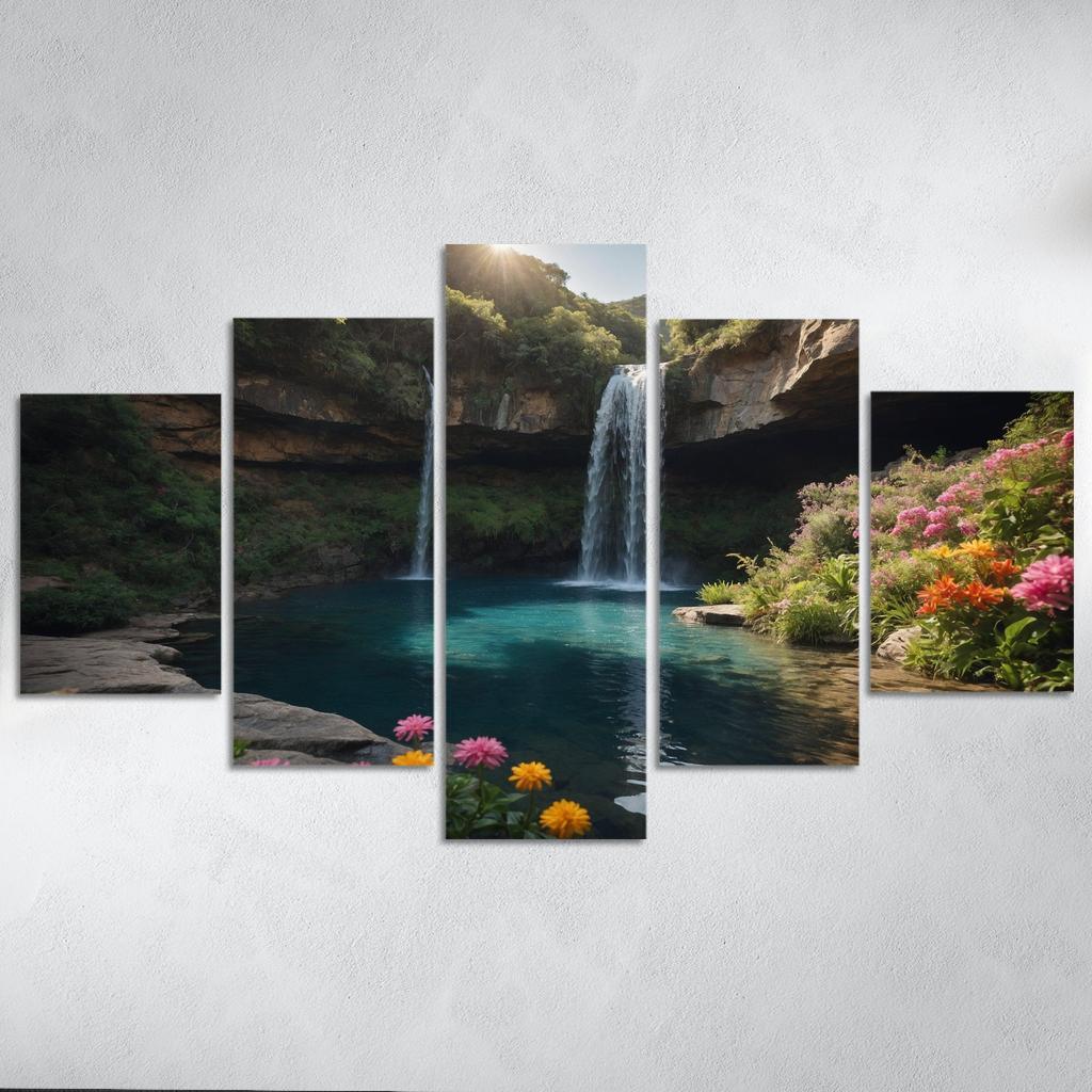 The Radiant Falls Of Sapphire Cascade Modern Paintings Frame