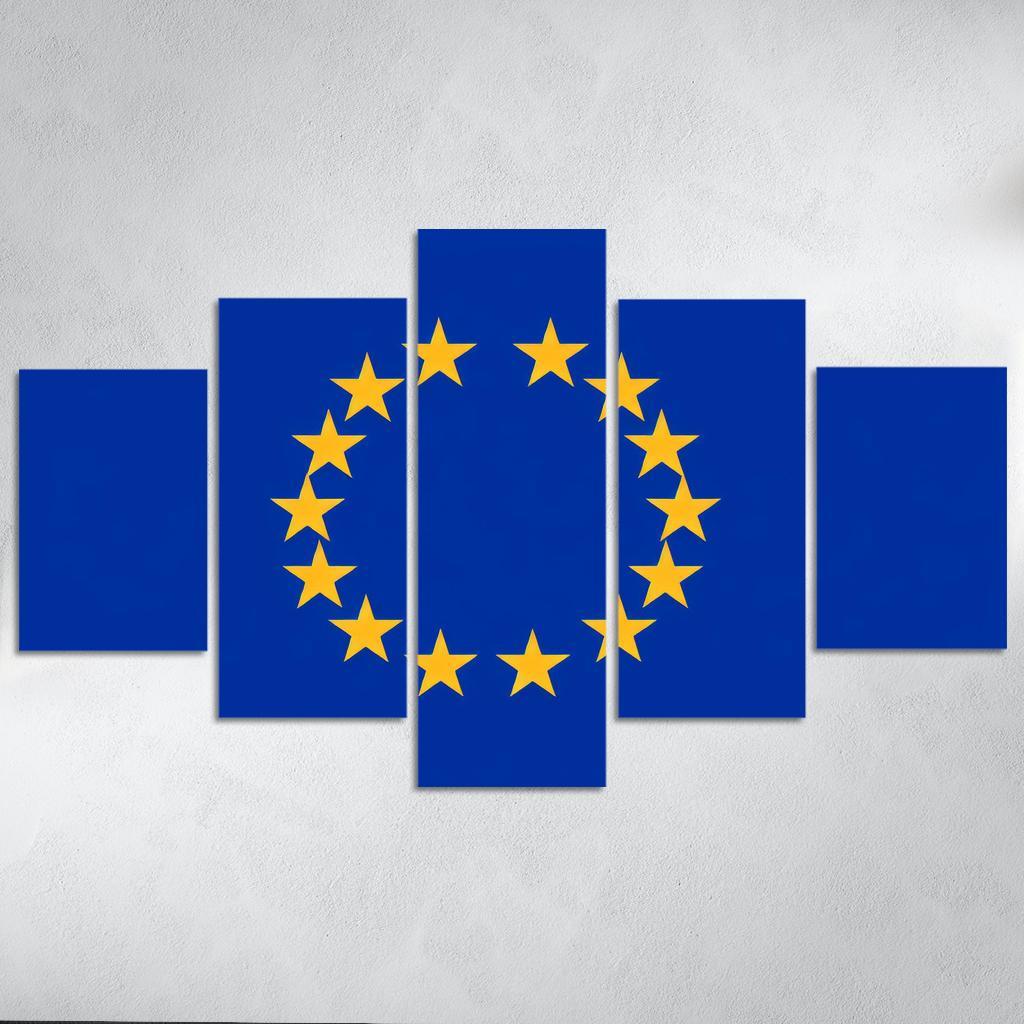 Symbol of Innovation The Flag of the European Union 5 Piece HD Canvas Wall Art-Original Frame