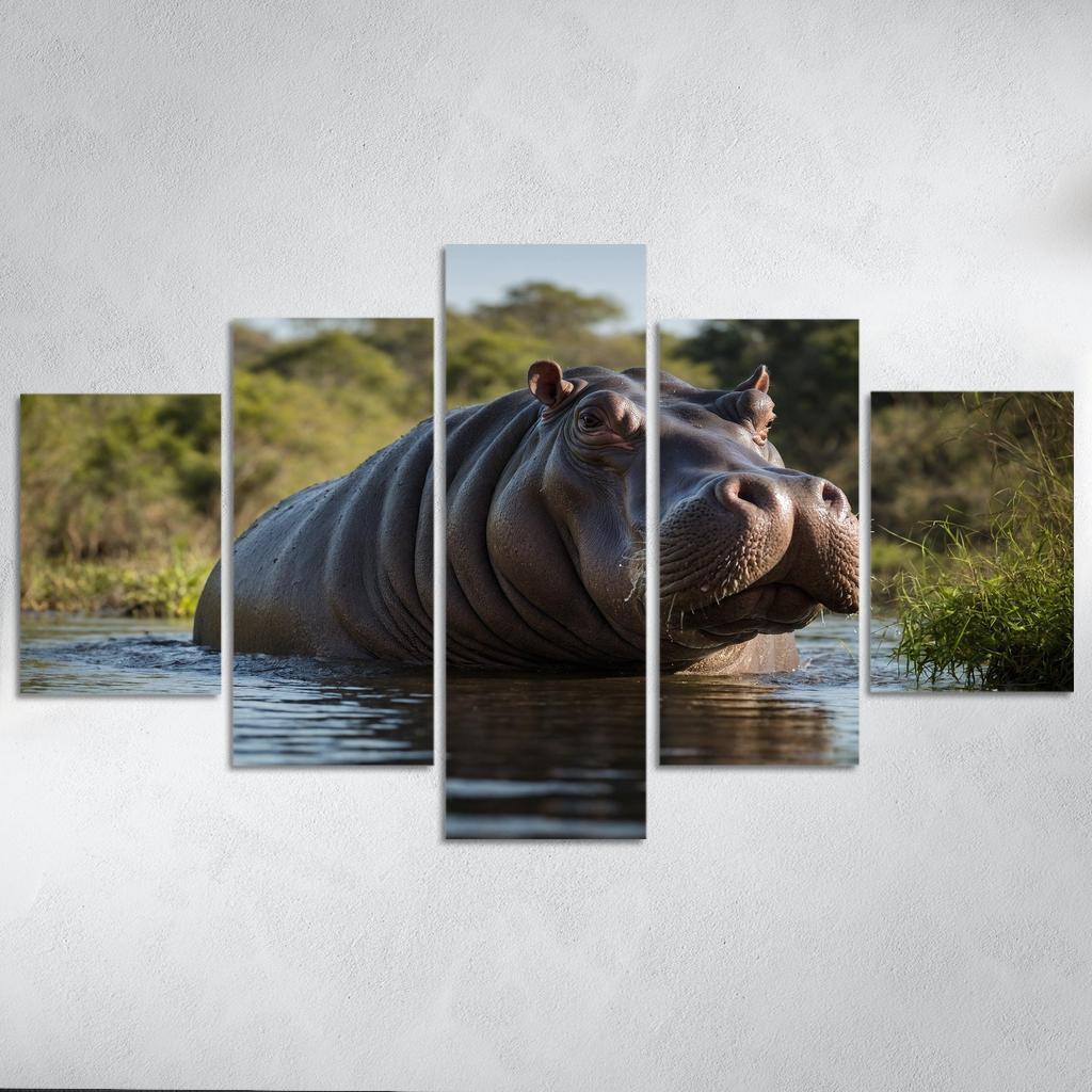 The Imposing Hippo The River Giant Custom Paintings Frame