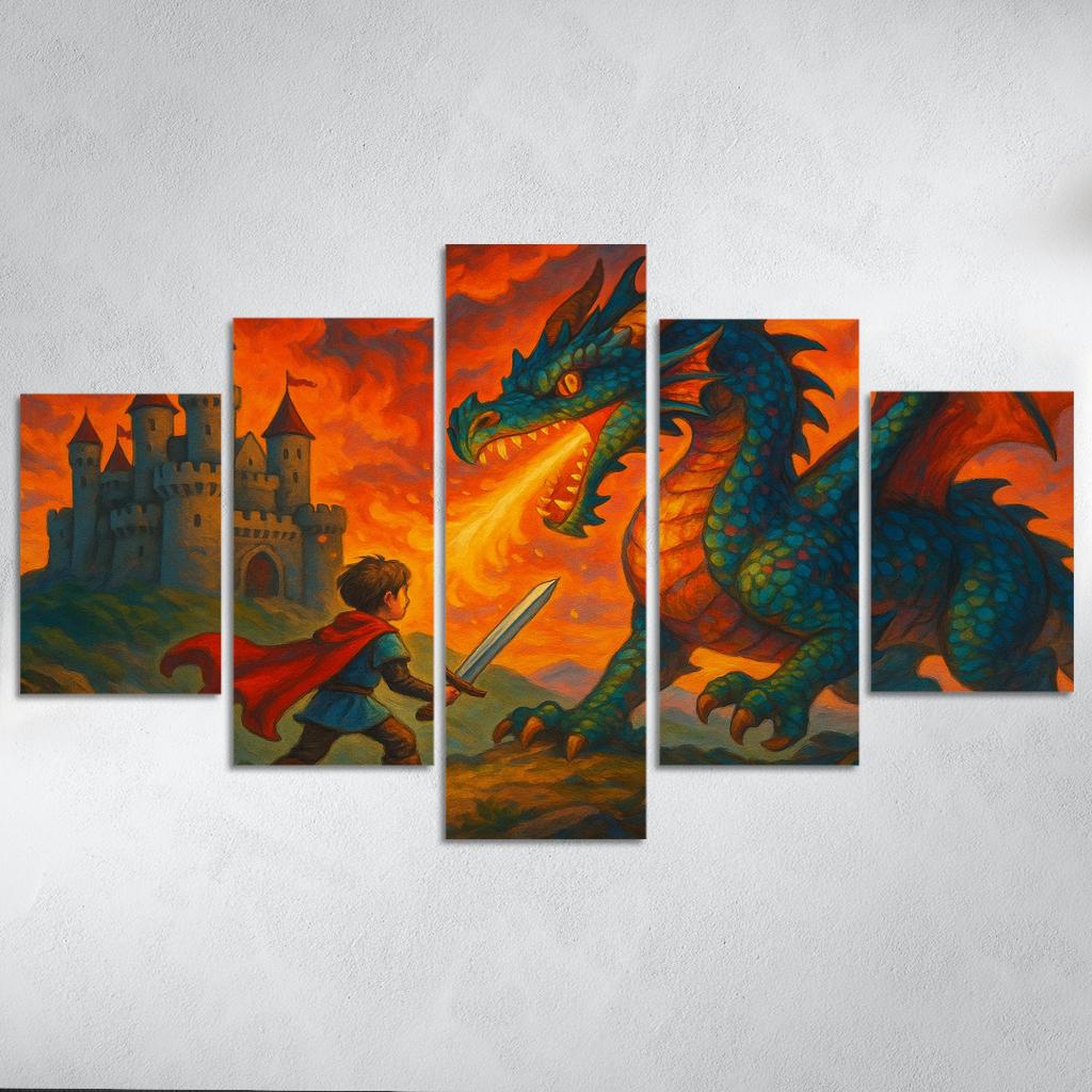 Dragon Quest - Fantasy Adventure Panel Framed Paintings