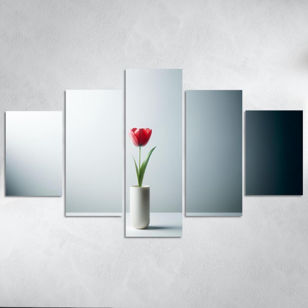 Botanical Minimalism A Single Stem Elegance 5 Piece HD Canvas Wall Art-Original Frame