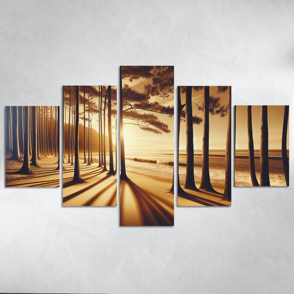 Whispering Pines Forest Meets Shore Abstract Paintings Frame