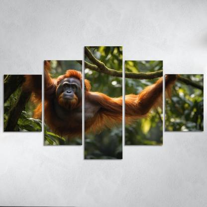 The Striking Bornean Orangutan The Gentle Giant Of The Jungle Modern Paintings Frame