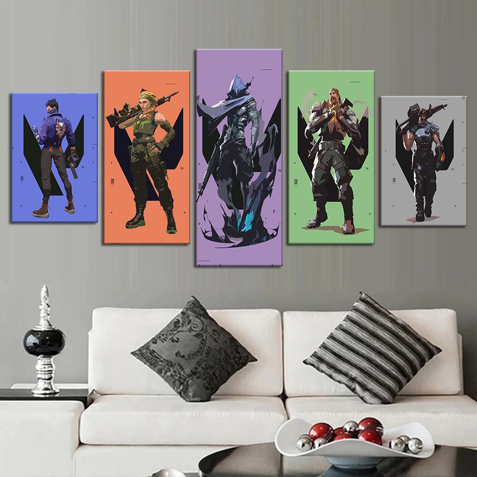 Valorant 5 Piece HD Multi Panel Canvas Wall Art Frame-Original Frame