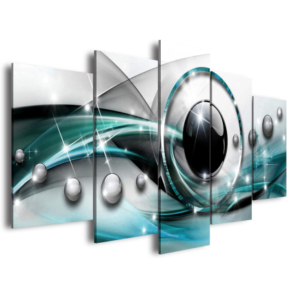 Modern Abstract Circle Line Canvas Wall Art Set 5 Pieces