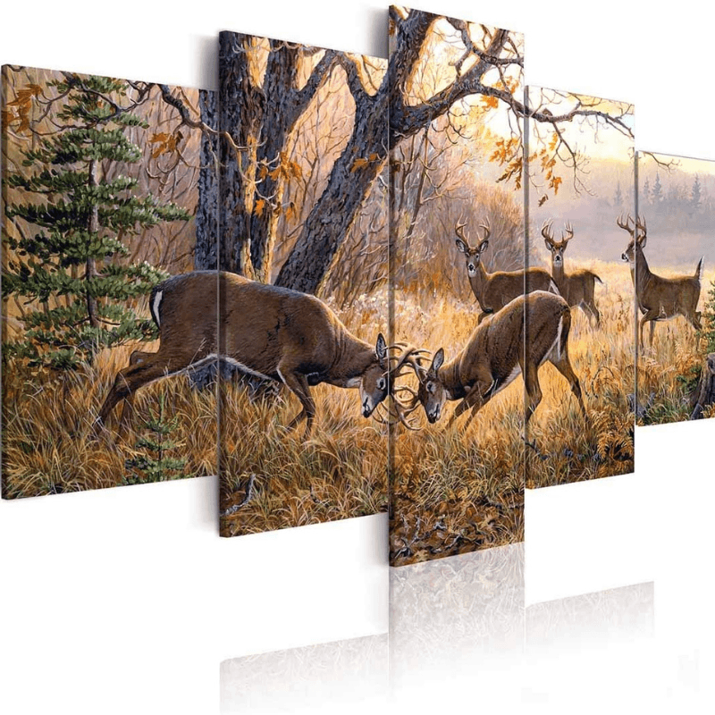 Animal Deer Pictures Vintage Wall Art Canvas Print-Original Frame
