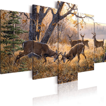 Animal Deer Pictures Vintage Wall Art Canvas Print-Original Frame