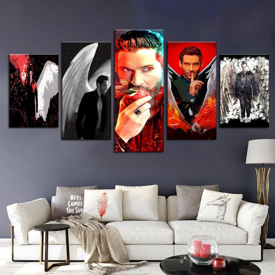 Lucifer 5 Piece HD Multi Panel Canvas Wall Art Frame-Original Frame