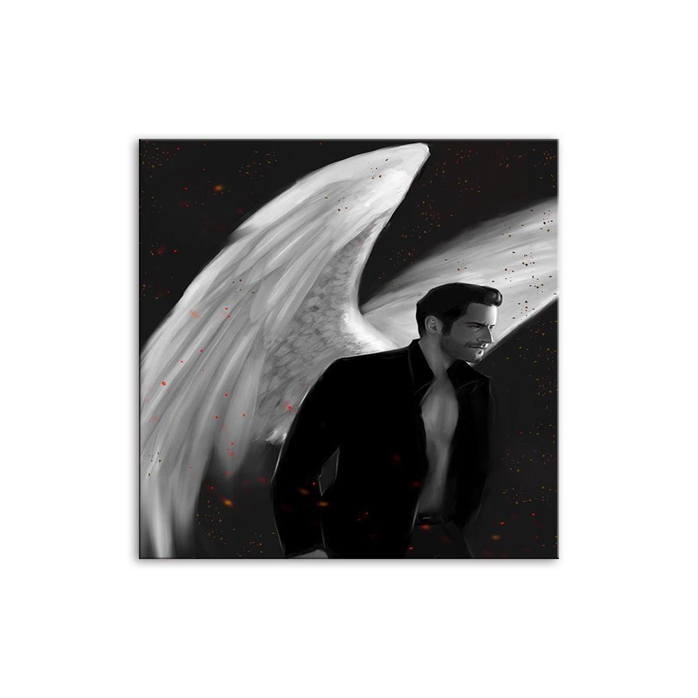 Black & White Lucifer´s 1 Piece HD Multi Panel Canvas Wall Art Frame-Original Frame