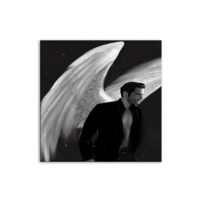 Black & White Lucifer´s 1 Piece HD Multi Panel Canvas Wall Art Frame-Original Frame