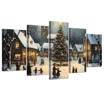 Christmas Canvas Wall Art 5 Pieces Winter Scene Wall Decor