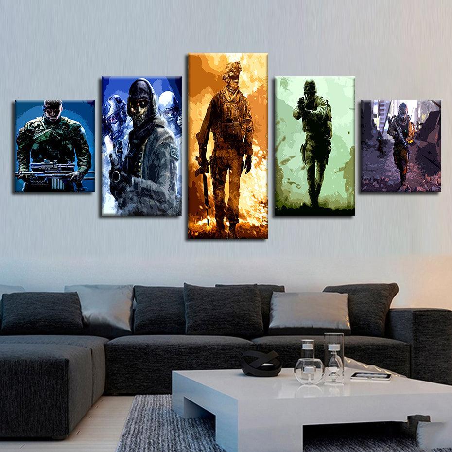 Call Of Duty 5 Piece HD Multi Panel Canvas Wall Art Frame-Original Frame