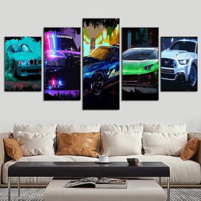 Car Game 5 Piece HD Multi Panel Canvas Wall Art Frame-Original Frame