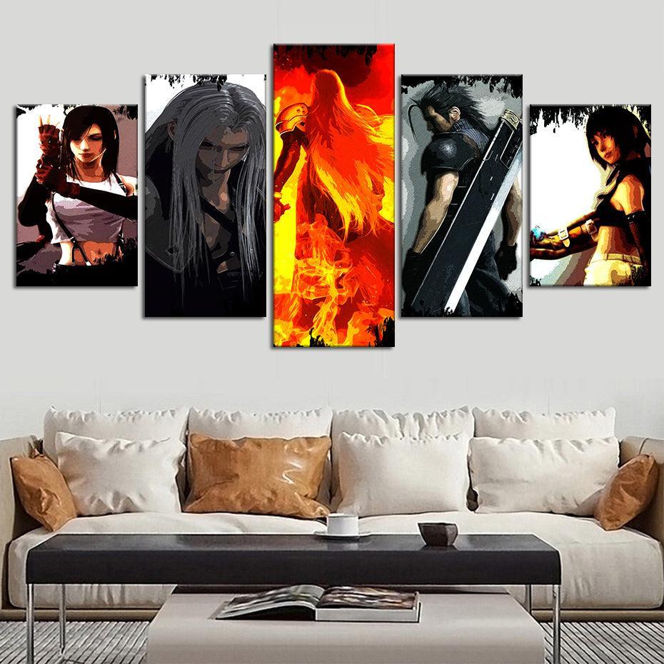 Final Fantasy 5 Piece HD Multi Panel Canvas Wall Art Frame-Original Frame