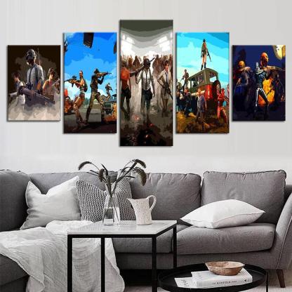 PUBG Game 5 Piece HD Multi Panel Canvas Wall Art-Original Frame