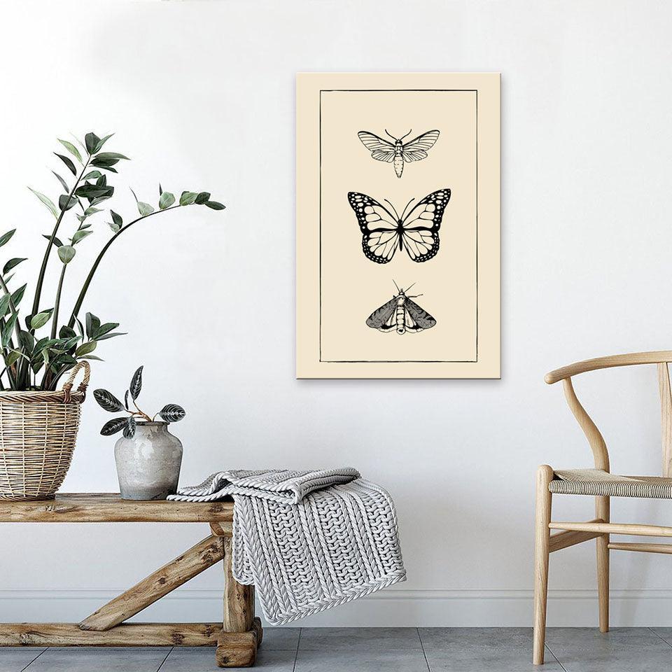 The Butterfly Trio 1 Piece HD Multi Panel Canvas Wall Art Frame-Original Frame