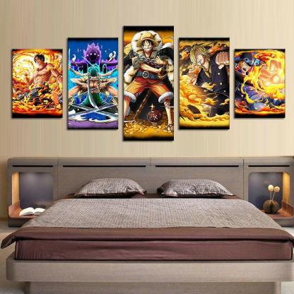 One Piece Manga 5 Piece HD Multi Panel Canvas Wall Art Frame-Original Frame