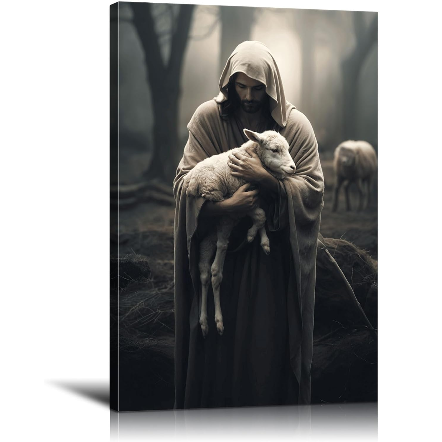 Jesus And The Lamb Canvas Wall Art