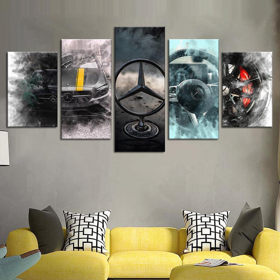Automotive Elegance Five-Panel Art Set-Original Frame
