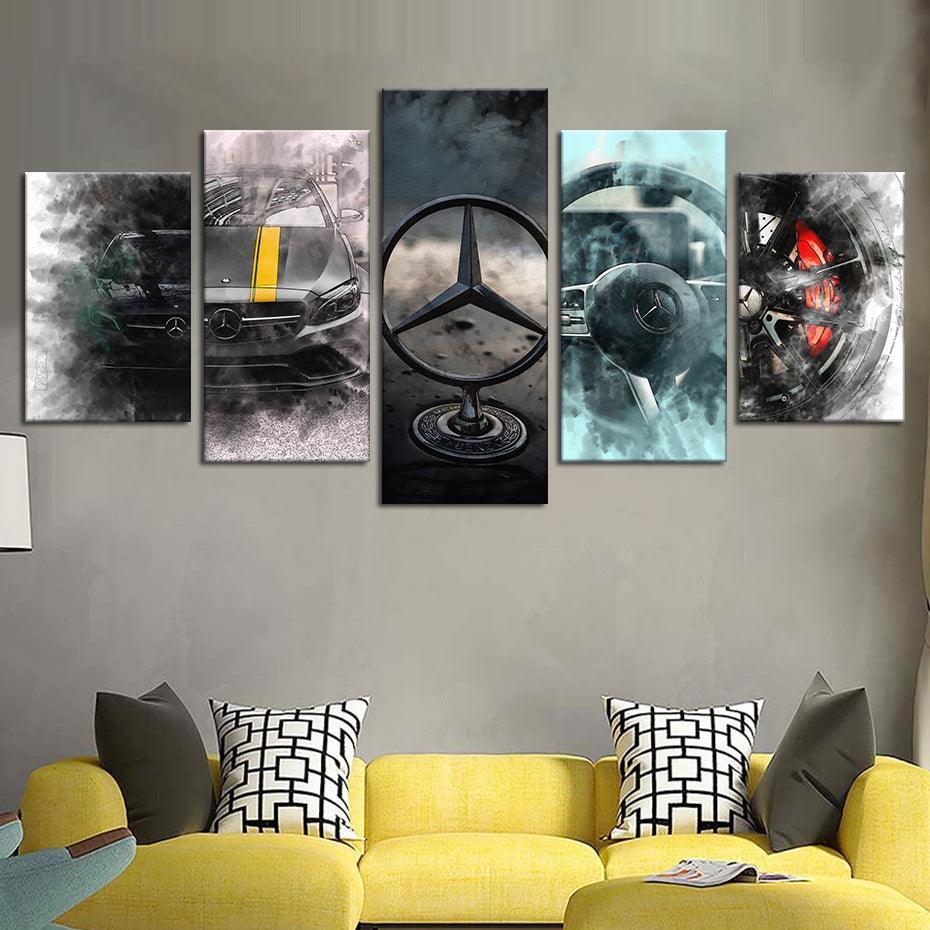 Automotive Elegance Five-Panel Art Set-Original Frame