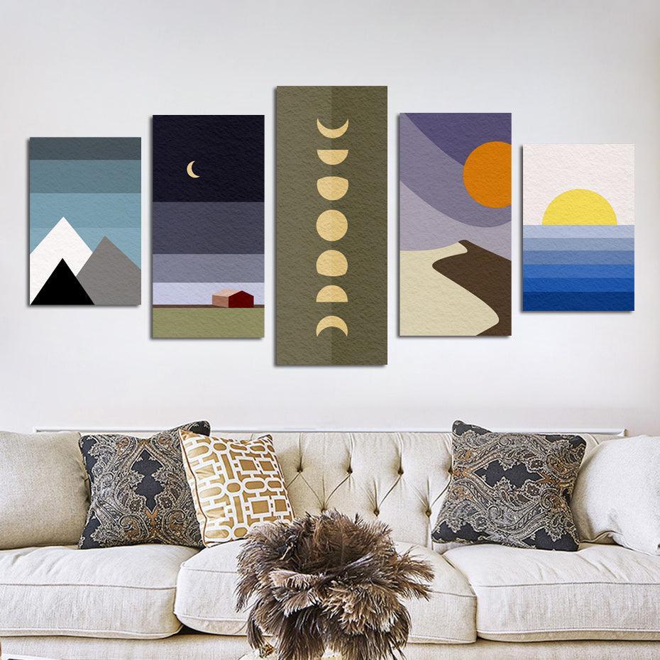 Abstract Sky Digital Art 5 Piece HD Multi Panel Canvas Wall Art Frame-Original Frame