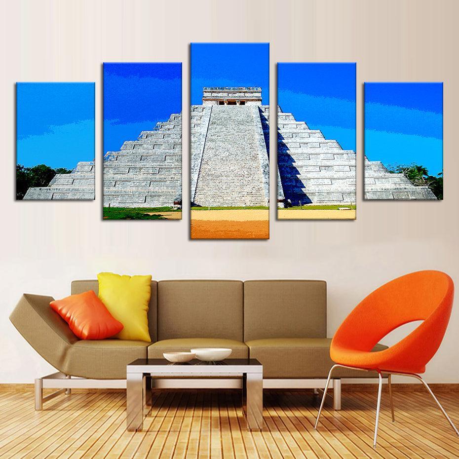 Chichen-Itza 5 Piece HD Multi Panel Canvas Wall Art Frame-Original Frame