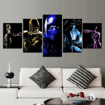 Mortal Kombat 5 Piece HD Multi Panel Canvas Wall Art Frame-Original Frame
