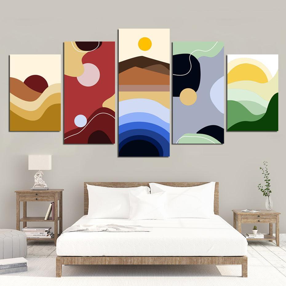 Abstract Scenery View 5 Piece HD Multi Panel Canvas Wall Art Frame-Original Frame