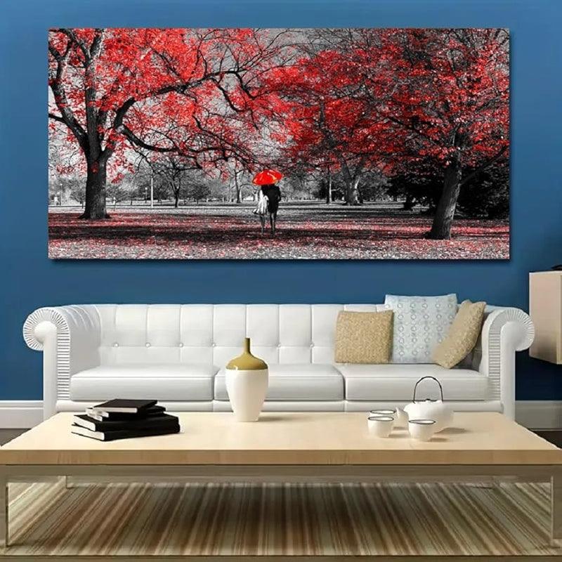 Umbrella Walk And Sea Wall Art-Original Frame
