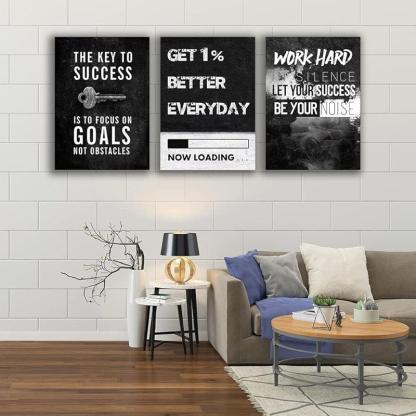 Inspirational Wall Art Canvas Set For Motivation And Success-Original Frame