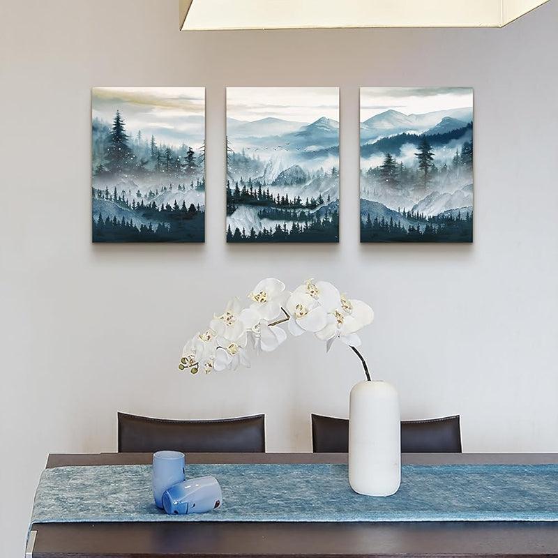 Abstract Mountain Forest Landscapes Canvas Wall Art Set-Original Frame