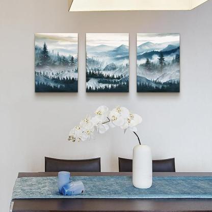 Abstract Mountain Forest Landscapes Canvas Wall Art Set-Original Frame