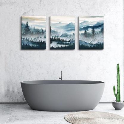Abstract Mountain Forest Landscapes Canvas Wall Art Set-Original Frame