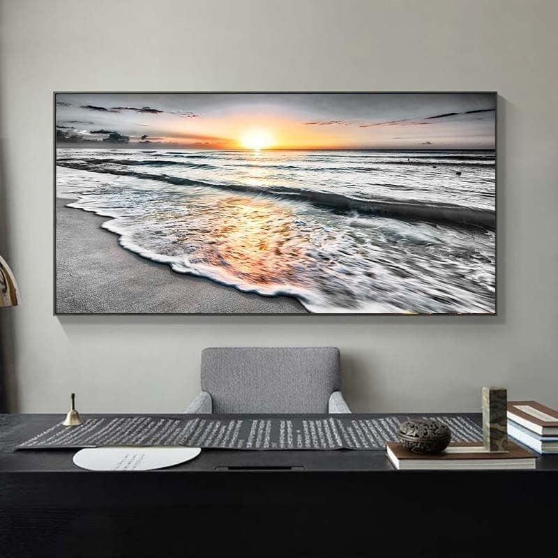 Umbrella Walk And Sea Wall Art-Original Frame