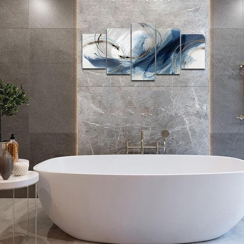 Abstract Texture Wall Art Painting Black And Golden Marble-Original Frame