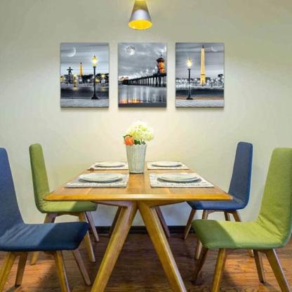 Farmhouse Canvas Wall Art Aurora Scenery Painting Set Of Three-Original Frame