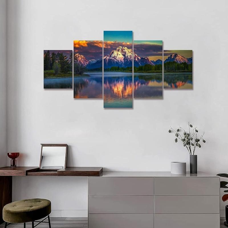 Mountain Grand Teton Canvas Paintings Posters-Original Frame