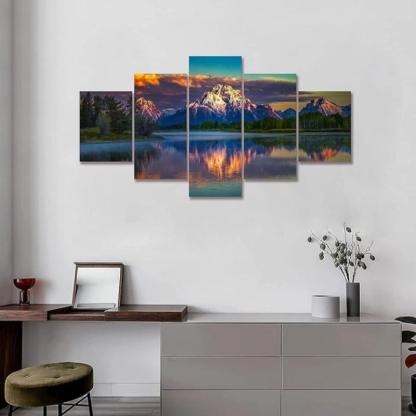 Mountain Grand Teton Canvas Paintings Posters-Original Frame