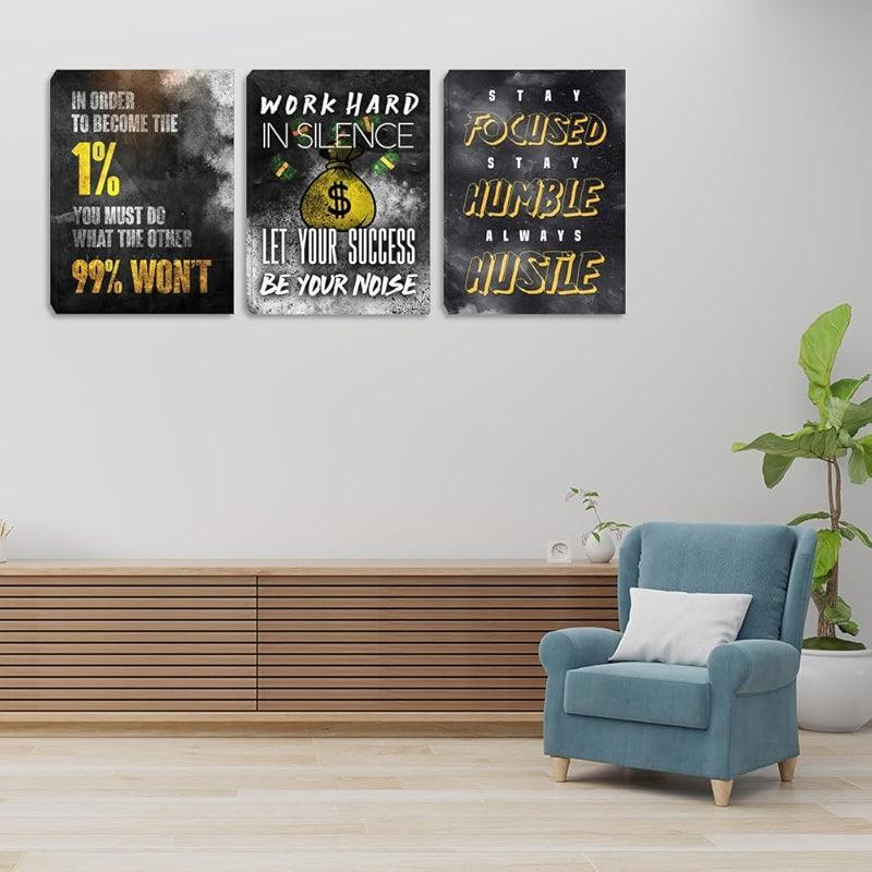 Inspirational Wall Art Canvas Set For Motivation And Success-Original Frame