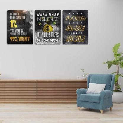 Inspirational Wall Art Canvas Set For Motivation And Success-Original Frame