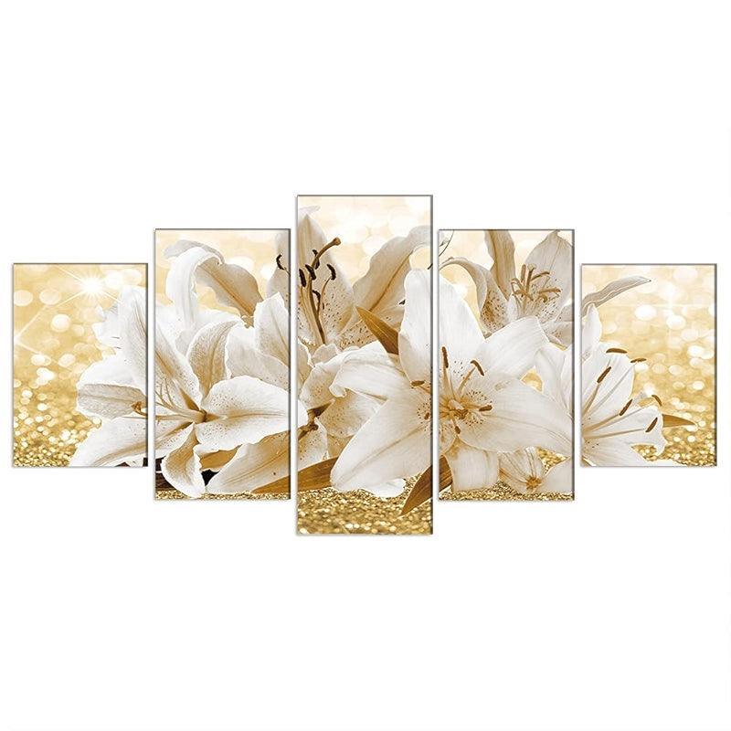 Orchid Flowers Canvas Print Abstract Floral Artwork-Original Frame