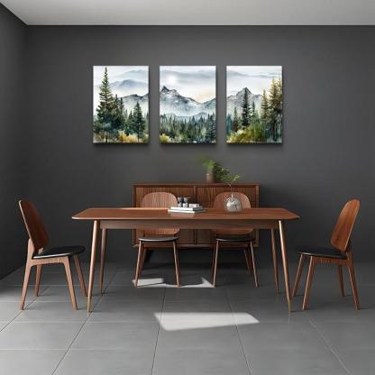 Abstract Mountain Forest Landscapes Canvas Wall Art Set-Original Frame