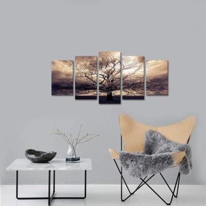 Majestic Oak Tree Canvas Wall Art Set-Original Frame