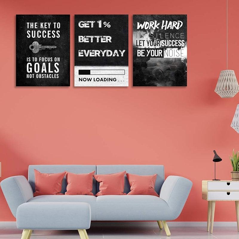 Inspirational Wall Art Canvas Set For Motivation And Success-Original Frame