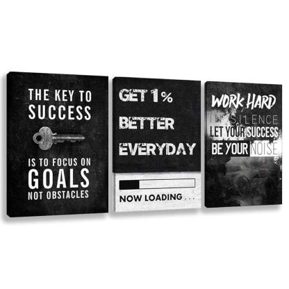 Inspirational Wall Art Canvas Set For Motivation And Success-Original Frame
